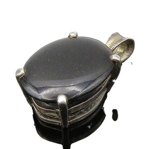 925 Sterling Silver Vintage Prong Set Black Onyx Oval Pendant PT18057