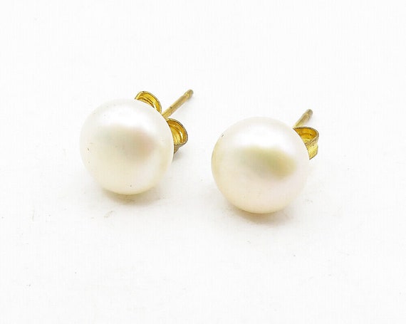 925 Sterling Silver - Petite Pearl Shiny Gold Pla… - image 2