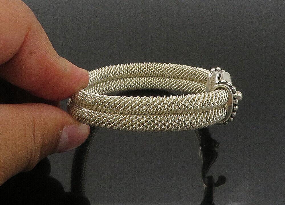 ESPO SIG 925 Sterling Silver Vintage Double Mesh Hook Bangle