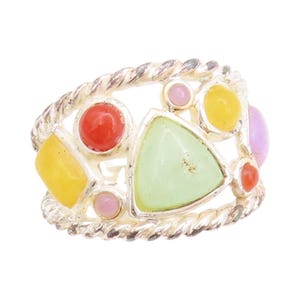 925 Sterling Silver Vintage Ring Square Cut Pink Moonstone Sz 9.5 RG28983