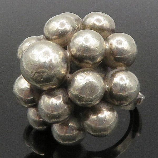 MEXICO 925 Silver - Vintage Shiny Sphere Cluster Cocktail Ring Sz 5 - RG13225