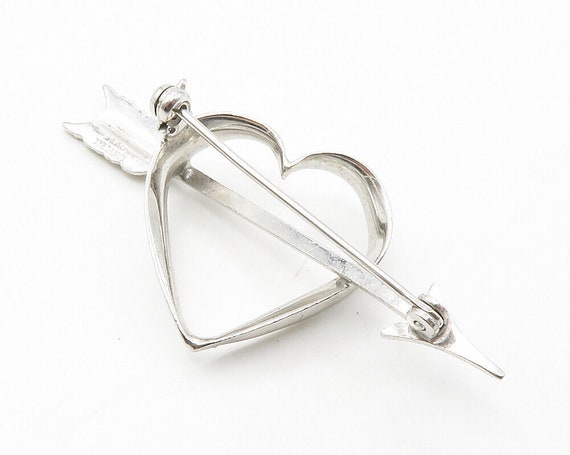 BEAU 925 Silver - Vintage Shiny Love Heart Bow & … - image 4