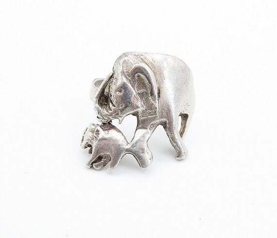 925 Sterling Silver - Vintage Mom & Baby Elephant… - image 2