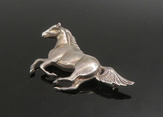 925 Sterling Silver - Vintage Shiny Galloping Hor… - image 3