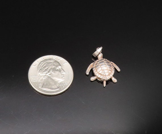 925 Sterling Silver - Vintage Sea Turtle Charm Pe… - image 9