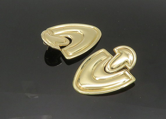 14K GOLD - Vintage Shiny Smooth U-Shape Hinge Dro… - image 4
