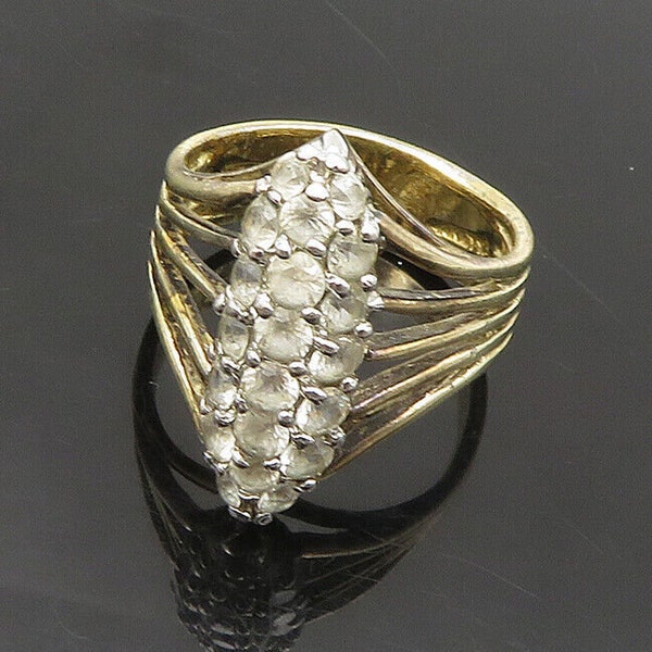 PANETTA 925 Silver - Vintage Topaz Gold Plated Cocktail Ring Sz 7.5 - RG19335