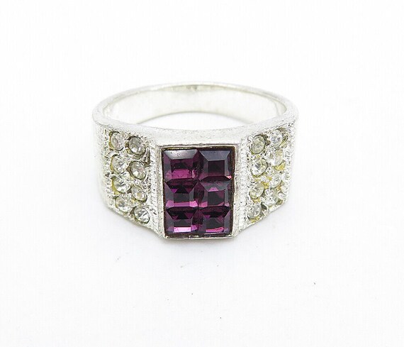 925 Sterling Silver - Amethyst & Topaz Square Dom… - image 2