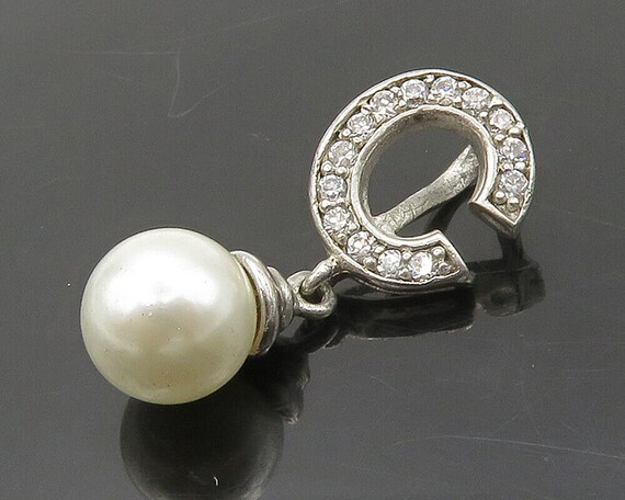 925 Sterling Silver - Vintage Pearl & Cubic Zirco… - image 1