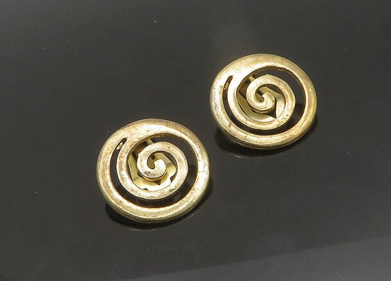 MMA 925 Silver - Vintage Gold Plated Round Spiral… - image 3