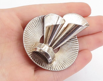 BROOKRAFT 925 Sterling Silver - Vintage Modernist Design Brooch Pin - BP2419