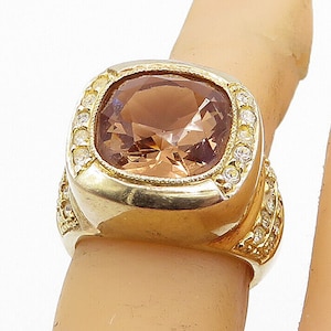925 Sterling Silver - Imperial Topaz Gold Plated Cocktail Ring Sz 6 - RG7296