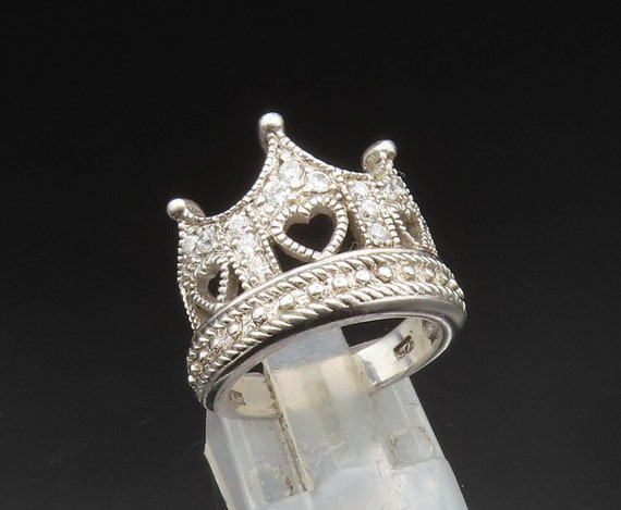 925 Sterling Silver - Vintage Sparkly Topaz Royal… - image 7