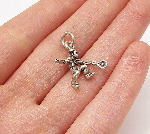 925 Sterling Silver - Vintage Tennis Player Charm… - image 1