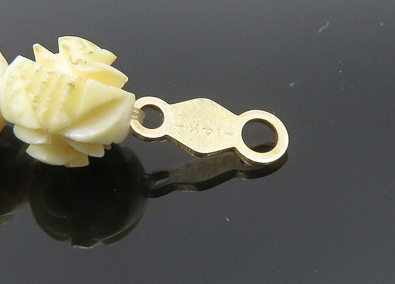 14K GOLD - Vintage Rose Flower Beaded Chain Brace… - image 6
