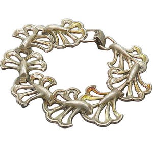 LANG 925 Sterling Silver Vintage Antique Floral Motif Chain Bracelet BT7959