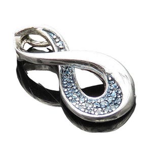 925 Sterling Silver Vintage Genuine Diamonds Infinity Loop Pendant PT15547