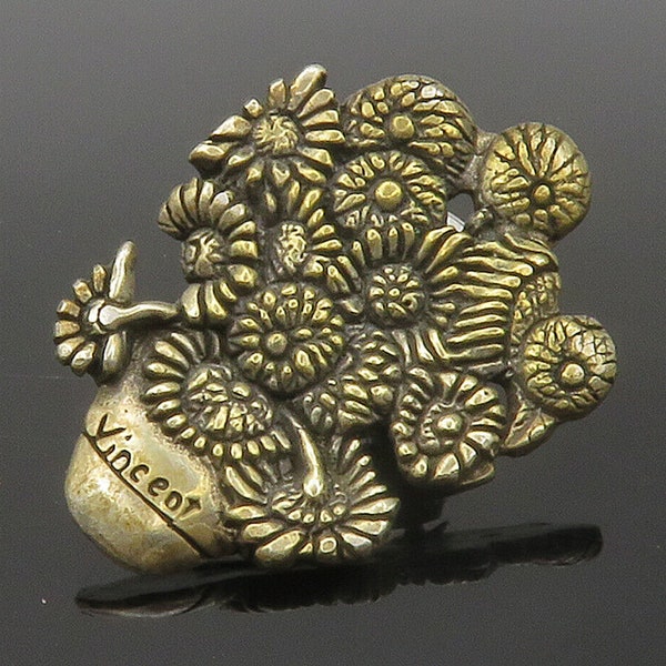 H&H DEMATTEO 925 Sterling Silver - Vintage Flower Bouquet Lapel Pin - TR2114