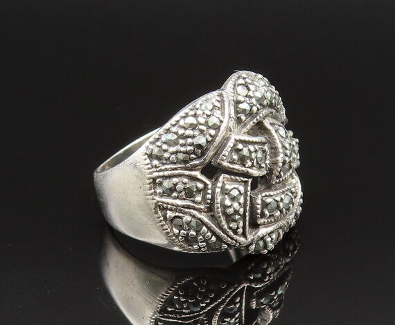 925 Sterling Silver - Vintage Marcasite Cutout Ar… - image 4