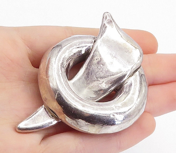 ISRAEL 925 Sterling Silver - Vintage Shiny Sculpte