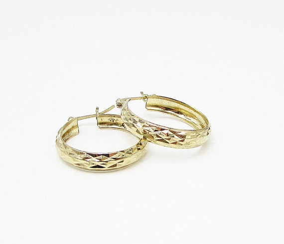 Gold Over 925 Silver - Textured Shiny Hoop Earrin… - image 2