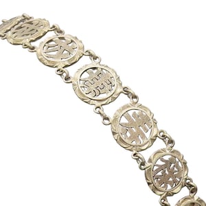 CHINESE 925 Silver Vintage Chinese Caracter Stancil Round Bracelet BT10089
