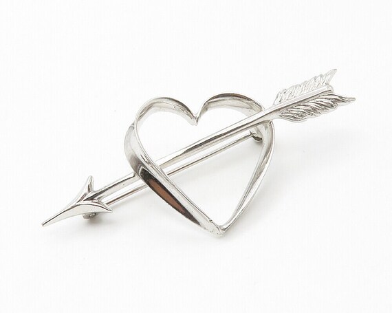 BEAU 925 Silver - Vintage Shiny Love Heart Bow & … - image 2