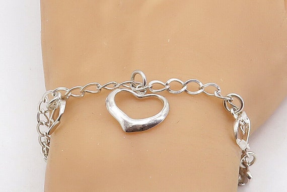 925 Sterling Silver - Open Love Heart Charmed Cur… - image 1