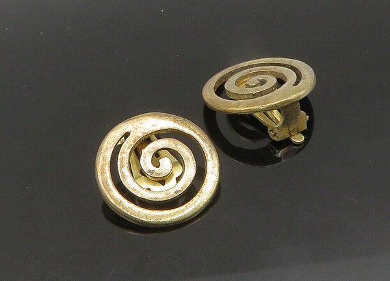 MMA 925 Silver - Vintage Gold Plated Round Spiral… - image 4