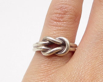 R.E.P. 925 Sterling Silver - Vintage Knotted Cable Band Ring Sz 5 - RG3370