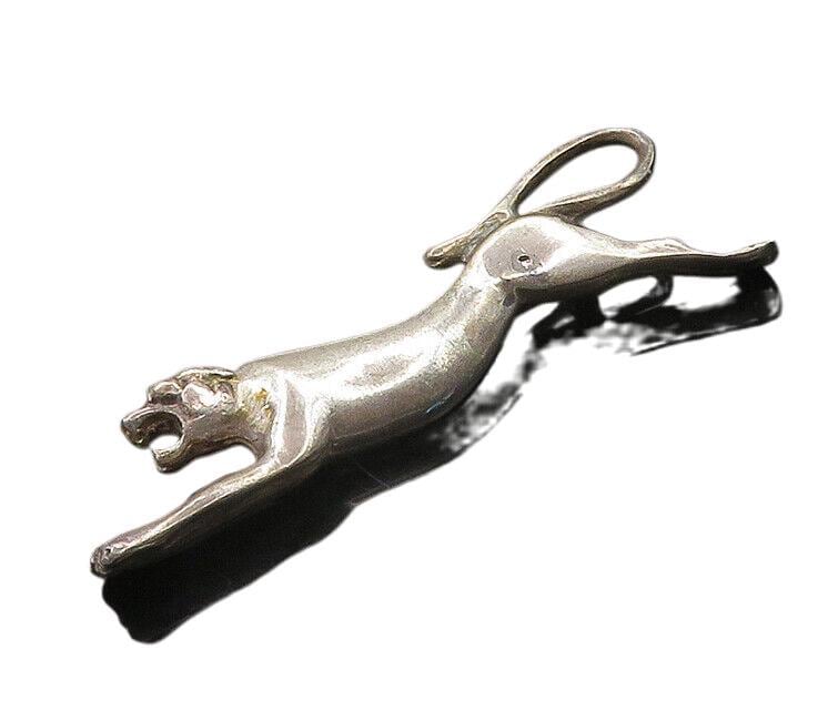 ANTONIO PINEDA MEXICO 925 Silver Vintage Leaping Jaguar Brooch Pin BP7627
