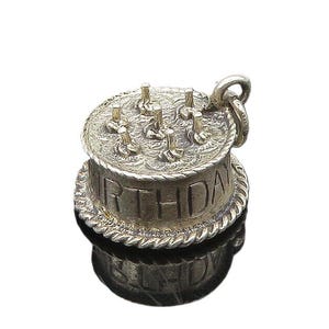 DANECRAFT 925 Sterling Silver Vintage Happy Birthday Cake Pendant PT15629