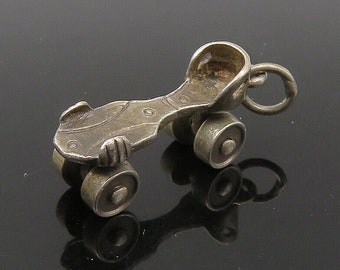 Argent sterling 925 - Petit pendentif patin à roulettes vintage pour chaussure - PT18668