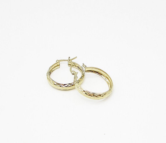 Gold Over 925 Silver - Textured Shiny Hoop Earrin… - image 4
