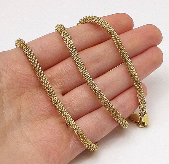 Gold Over 925 Silver - Cylindrical Laced Chain Ma… - image 1