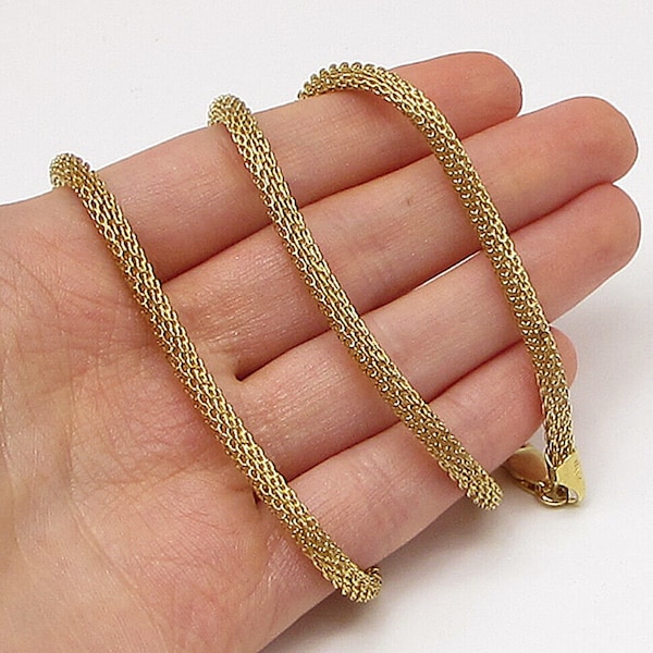 Gold Over 925 Silver - Cylindrical Laced Chain Mail Necklace - PT2177