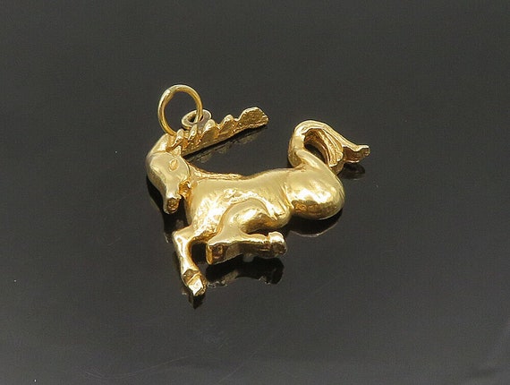 14K GOLD - Vintage Shiny Leaping Unicorn With Fis… - image 3