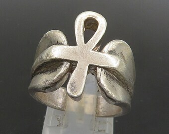 925 Sterling Silver - Vintage Egyptian Ankh Smooth Band Ring Sz 7.5 - RG23827