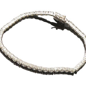 925 Sterling Silver Shiny Round Cut Cubic Zirconia Tennis Bracelet BT7369