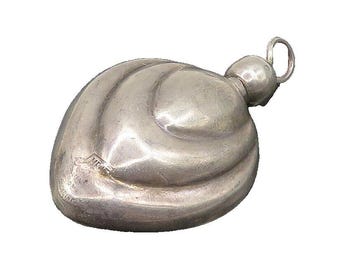 925 Silver Vintage Large Fluted Perfume Bottle Drop Pendant (OPENS) PT19942