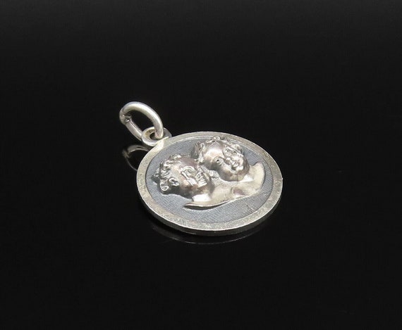 925 Sterling Silver - Vintage 3D Angelic Baby Hea… - image 3