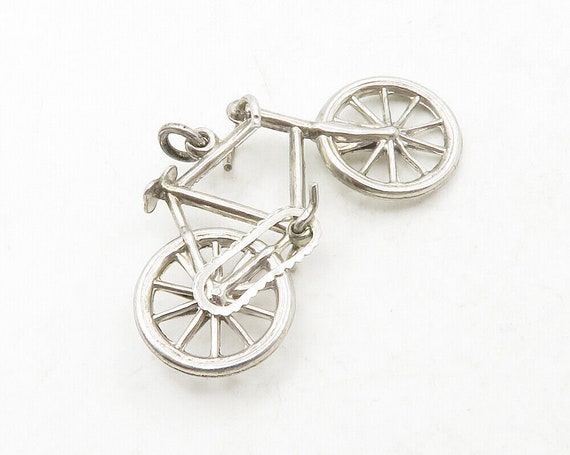925 Sterling Silver - Vintage Shiny Bicycle Motif… - image 4
