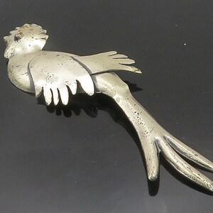 CORO MEXICO 925 Sterling Silver - Vintage Long Tailed Bird Brooch Pin - BP7630