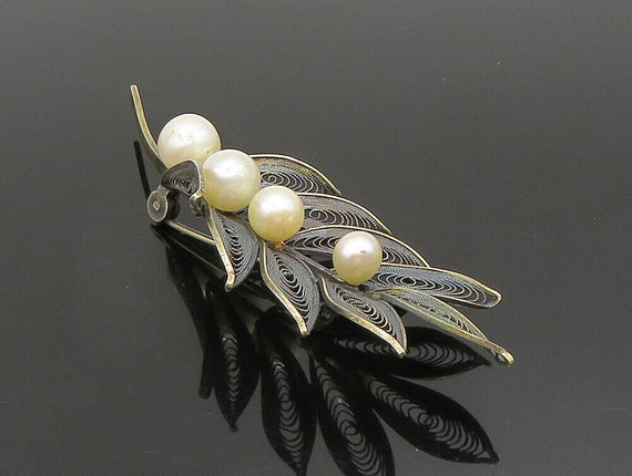 925 Sterling Silver - Vintage Antique Cultured Pe… - image 4