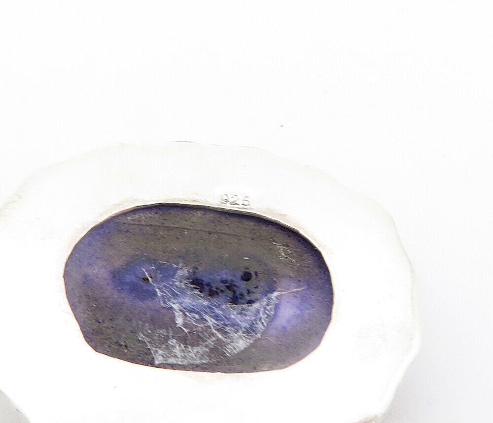 Buy 925 Sterling Silver Vintage Purple Agate Swirl Border Dangle