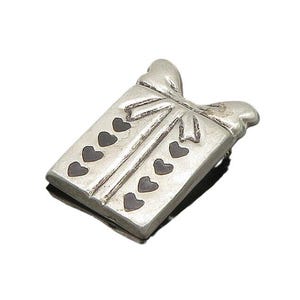 MEXICO 925 Silver Vintage Black Onyx Ribbon Bow Gift Box Brooch Pin BP7761