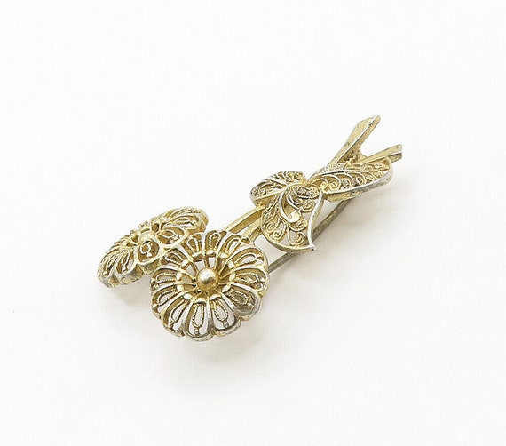 GERMANY 925 Silver - Vintage Gold Plated Filigree… - image 3