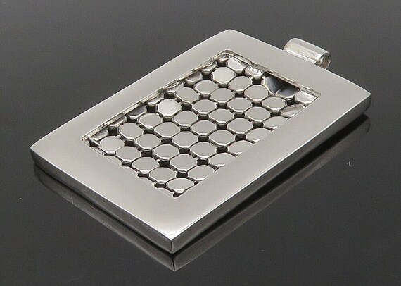 925 Sterling Silver - Shiny Polished Circle Squar… - image 1