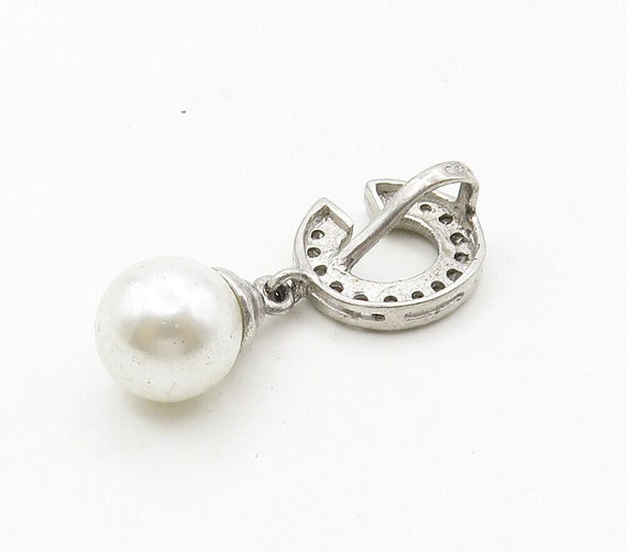 925 Sterling Silver - Vintage Pearl & Cubic Zirco… - image 4