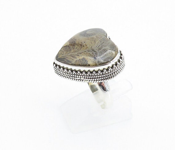 925 Sterling Silver - Vintage Jasper Love Heart C… - image 4